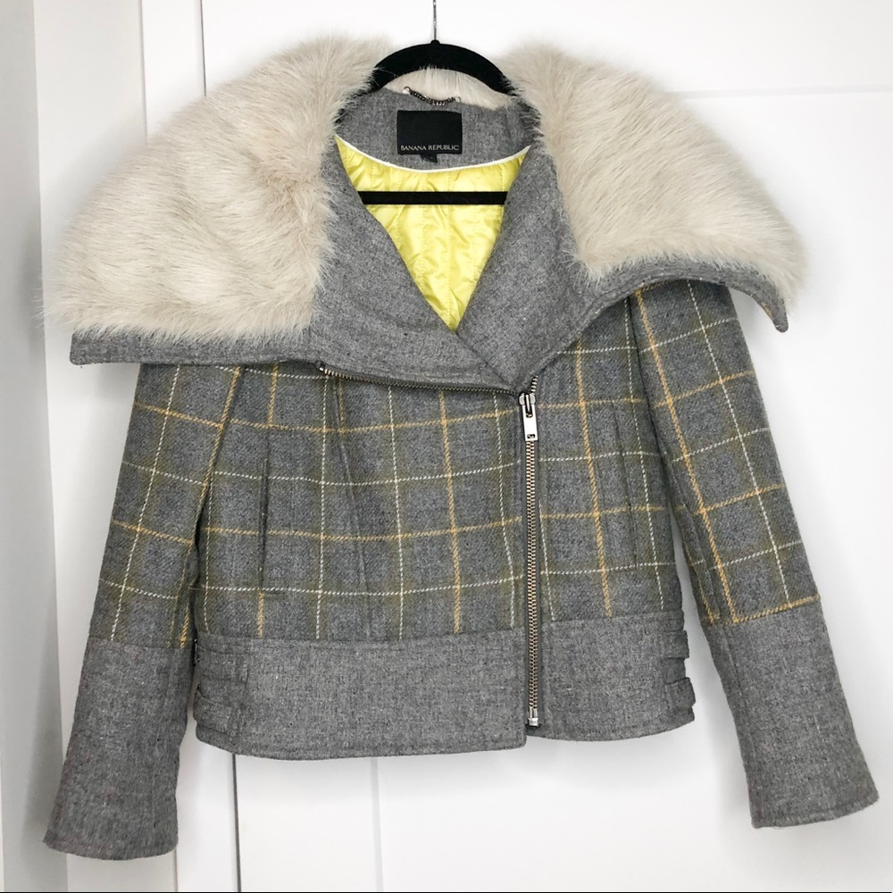 Wool and faux fur crop coat